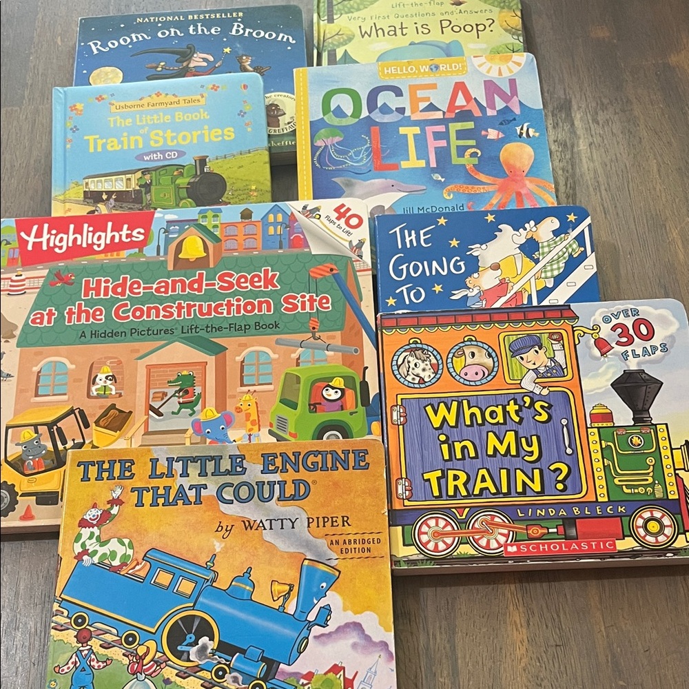 CHILDREN’S BOARD BOOKS SET OF 8 new boys books trains learning kids #11